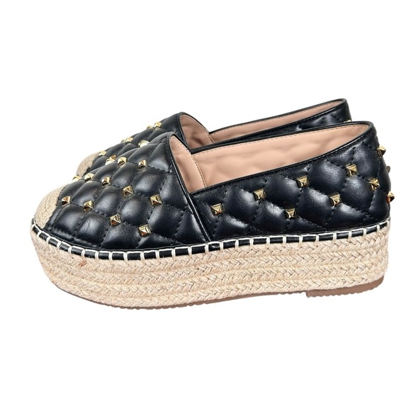 Prima Donna black gold-studded platform wedge sneaker loafer, 36, Slip Ons - Picture 3 of 6